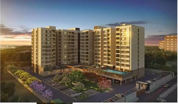 Landscaped courtyard between residential towers